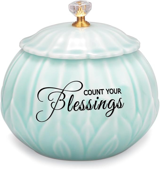 Ceramic Blessings Jar with 36 Blank Cards -Decorative Jars With Lids- 4.9" L x 4.9" W x 4.7" H - ... | Amazon (US)