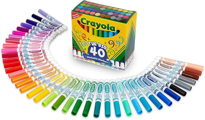 Crayola Ultra Clean Washable Markers (40ct), Broad Line Colored Markers for Kids, Coloring Book &... | Amazon (US)