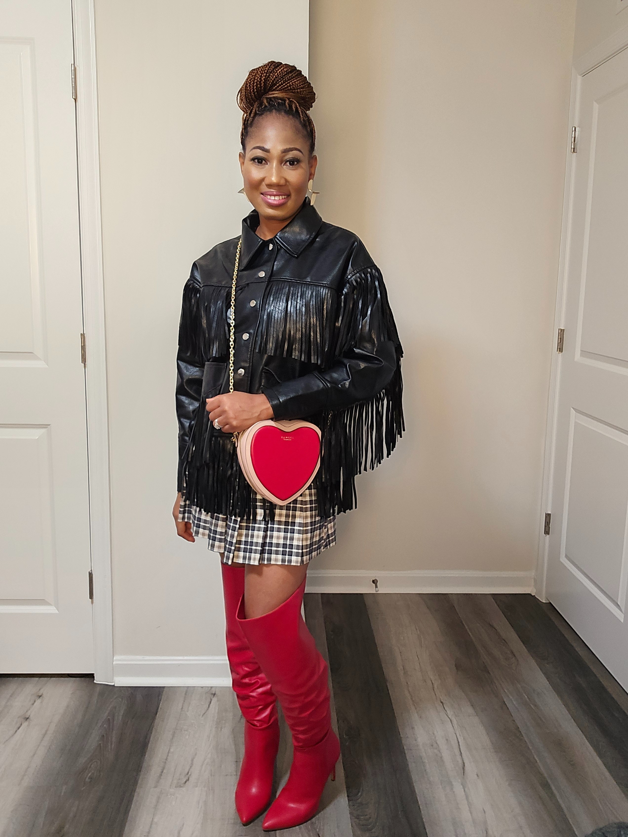 Fringe and mini skirt chic fall style. Jacket is a size Medium 

#LTKMidsize #LTKStyleTip #LTKShoeCrush