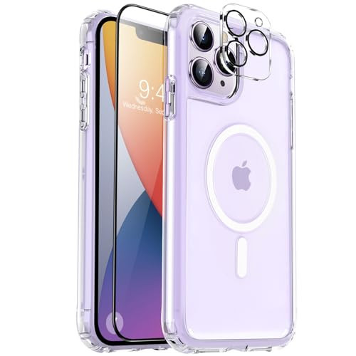 MOCCA Strong Magnetic for iPhone 13 Pro Max Case,[Compatible with Magsafe][Glass Screen Protector+Camera Lens Protector] Slim Thin Shockproof Cover Phone Case for iPhone 13 Pro Max 6.7", Clear | Amazon (US)