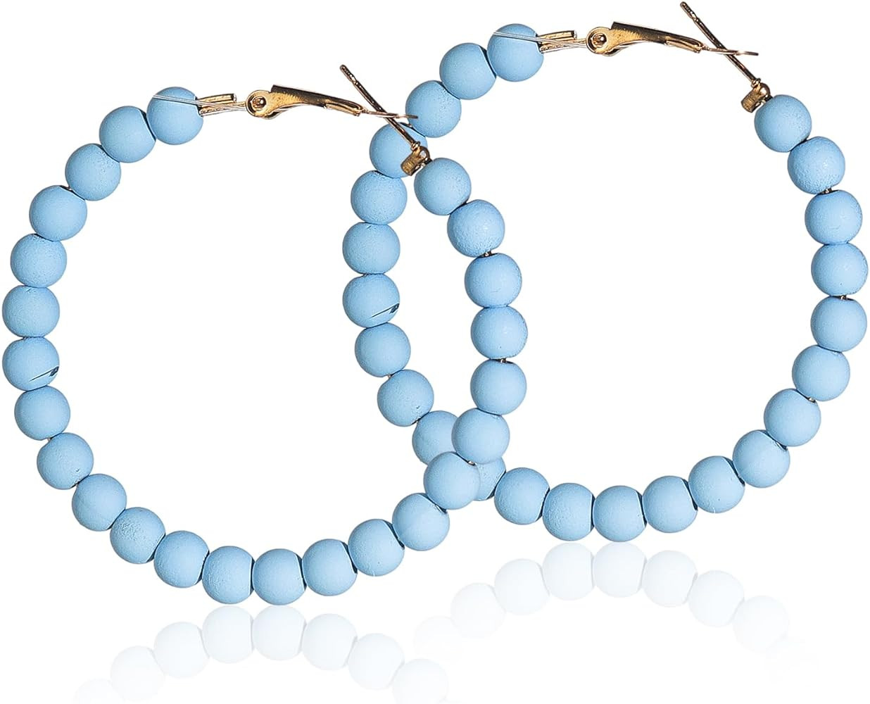 Chic Resin Beaded Hoop Earrings Mixed Color Colorful Acrylic Circle Round Matte Dangle Earrings f... | Amazon (US)