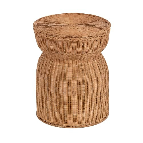 Amazon.com: Kate and Laurel Thatch Modern Woven Rattan Round Storage Side Table, 17 x 17 x 21, Na... | Amazon (US)