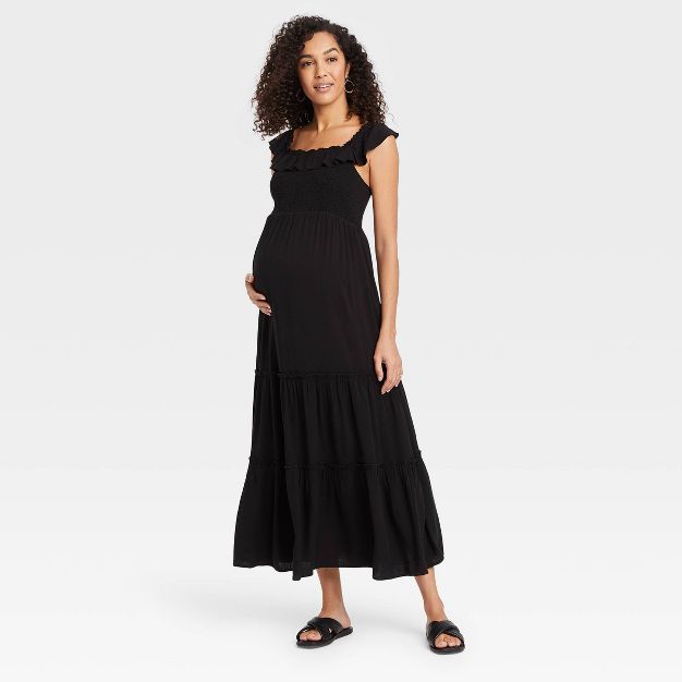 Ruffle Short Sleeve Smocked Maternity Dress - Isabel Maternity by Ingrid & Isabel™ | Target