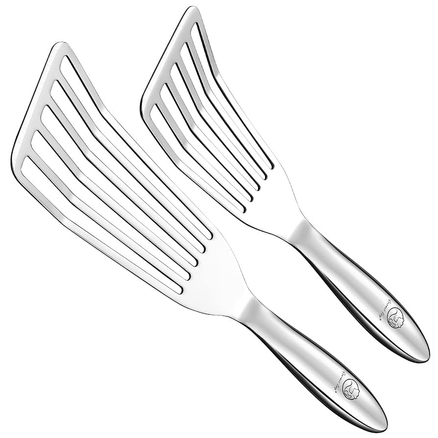Stainless Steel Fish Spatula Set – 1 Large Fish Turner + 1 Small Metal Spatula, Ultra Thin Edge... | Amazon (US)