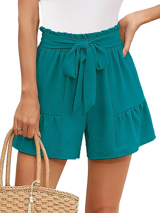 Heymoments Women's Wide Leg Shorts Lightweight High Waisted Adjustable Tie Knot Loose Fit Summer ... | Amazon (US)