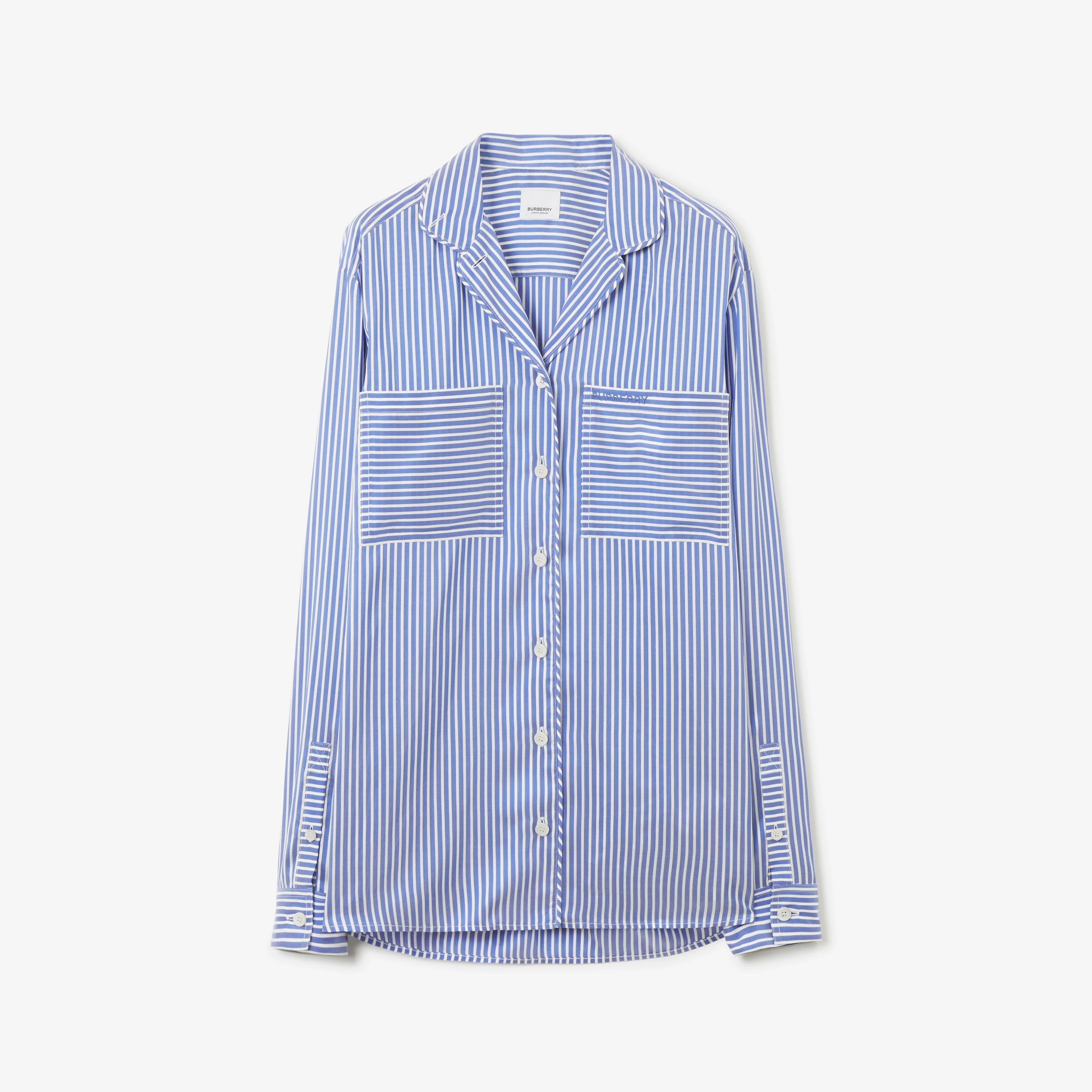 Striped Silk Pyjama Shirt in Blue/white - Women | Burberry® Official | Burberry (US)