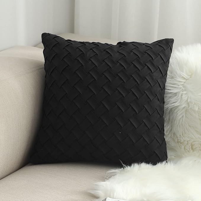 vctops Boho Basket Weave Pattern Decorative Throw Pillow Cover Super Soft Suede Solid Square Acce... | Amazon (US)