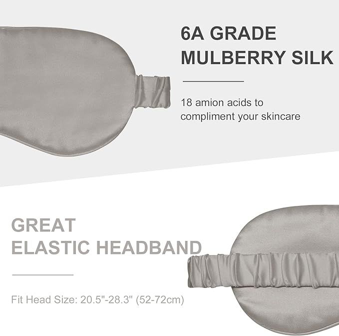 OLESILK Silk Sleep Eye Mask Blindfold with Double Layer Silk Filling for Full Night's Sleep, Silk... | Amazon (US)
