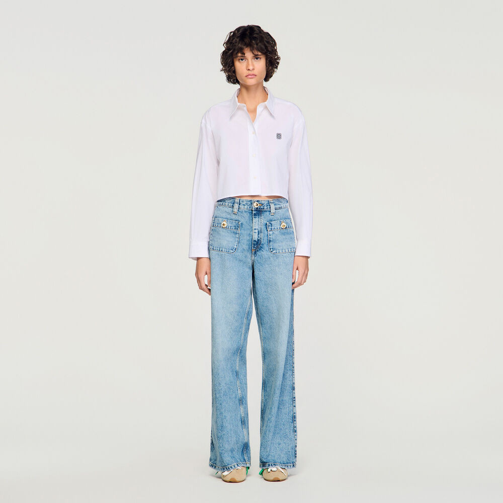 Cropped poplin shirt | Sandro US | Sandro-Paris US