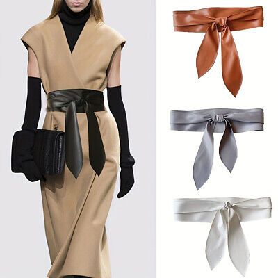 Women Waist Wide Dress Belt Tie Cinch Ladies Soft PU Leather Waist Wrap Around  | eBay | eBay UK