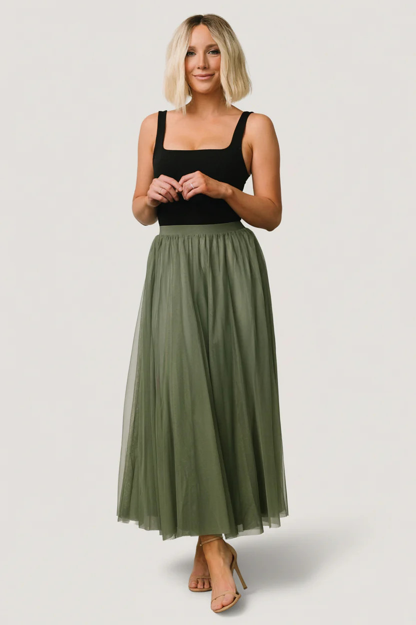 Mila Tulle Skirt | Dark Sage | Baltic Born