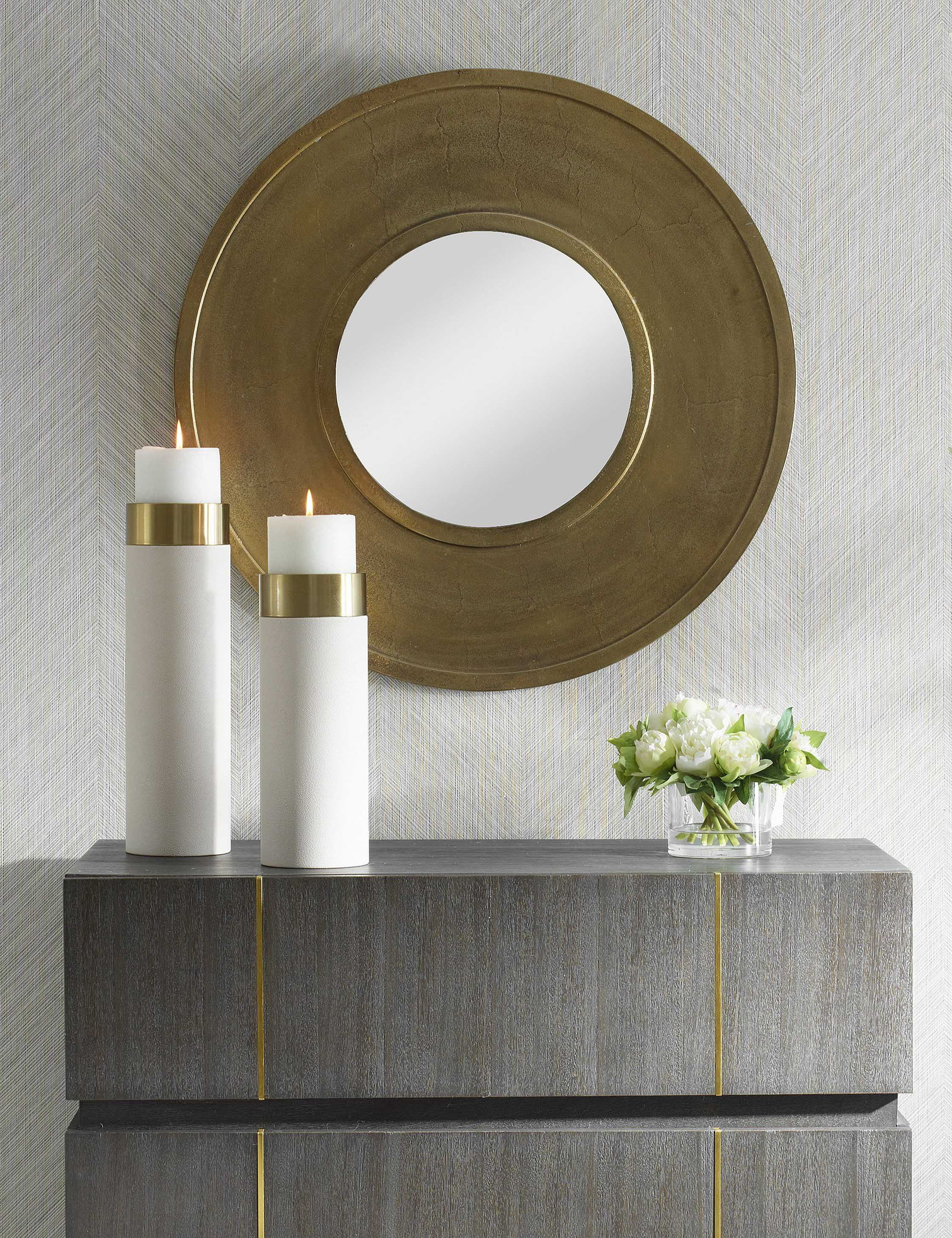 Colman Round Mirror, Gold | Lulu and Georgia 