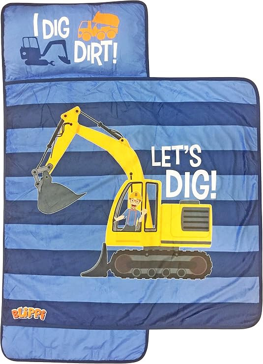 Blippi Truck Stripes Nap Mat - Built-in Pillow and Blanket - Super Soft Microfiber Kids'/Toddler/... | Amazon (US)