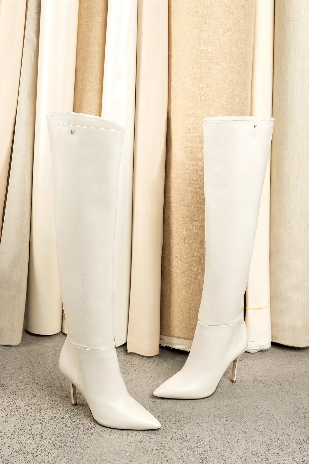 Kate Hi Boot In Ivory Leather | Larroude