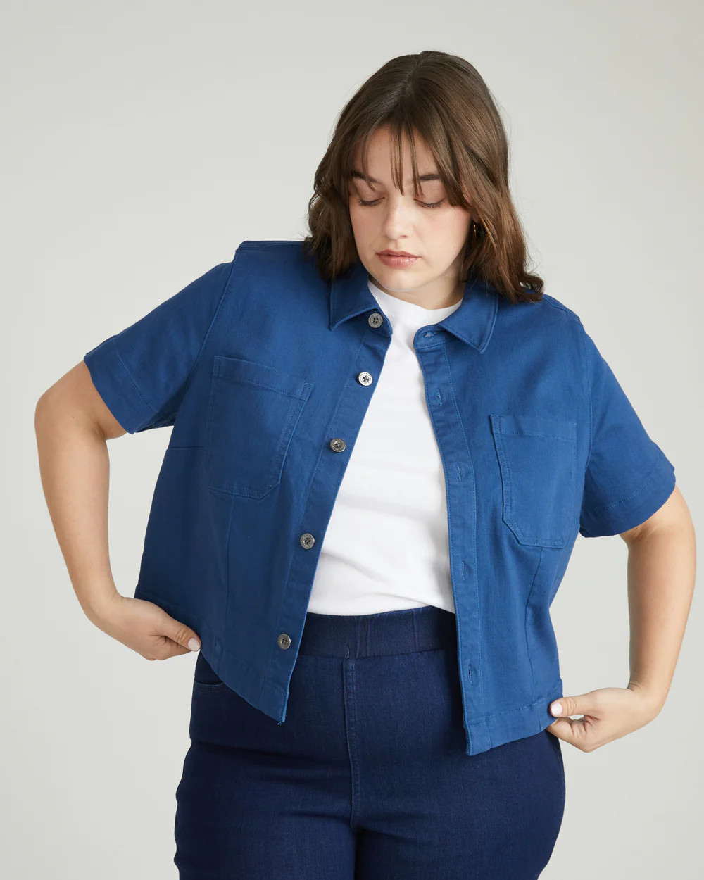 Flynn Short Sleeve Denim Shacket - French Blue | Universal Standard