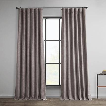 Faux Linen Room Darkening Curtains