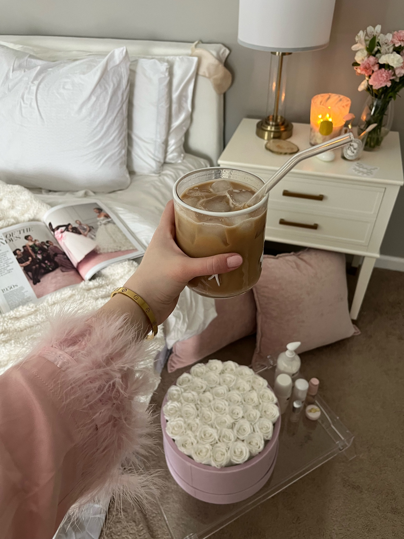 Self care vibes 🦢🤍🍸🩰🫧

Pajamas, pjs, feather pajamas, roses, aesthetic, girly girl, self care, beauty, home finds, home decor 

#LTKBeauty #LTKHome