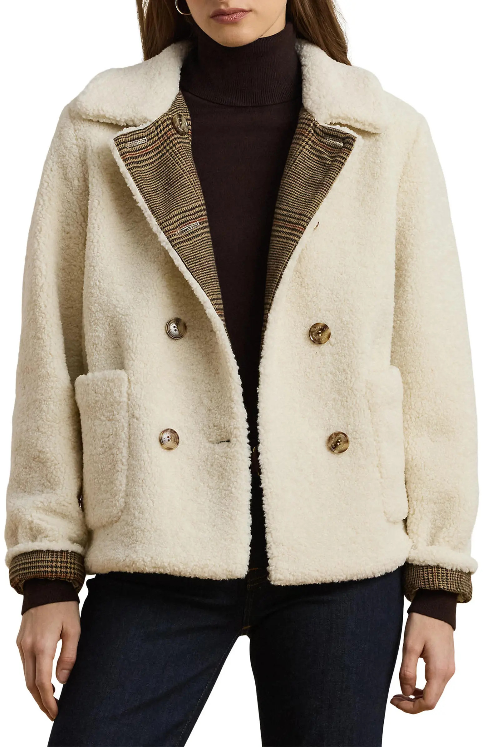 Lauren Ralph Lauren Double Breasted Teddy Faux Fur Coat | Nordstrom | Nordstrom