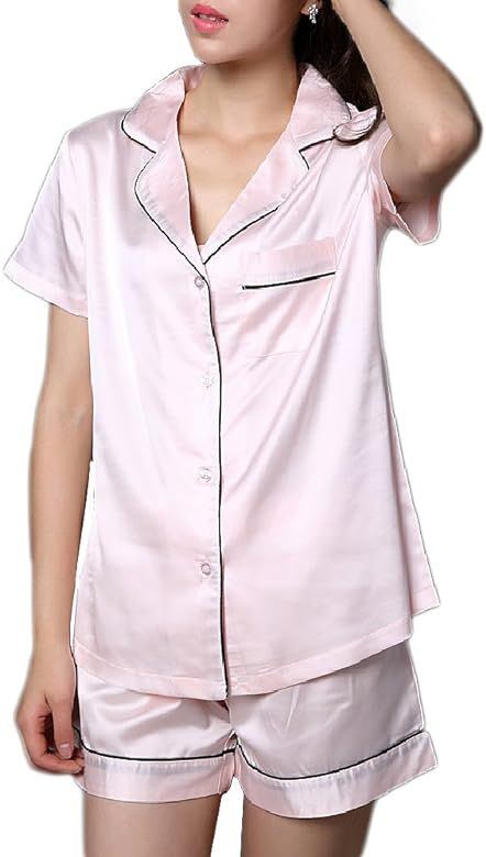 Women's Satin Pajamas Sleepwear Long and Short Button-Down Pj Set | Amazon (US)