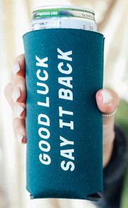 friday + saturday: good luck say it back tall drink sleeve [set of 4] | RIFFRAFF