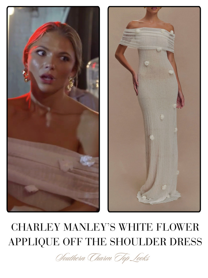 Charley Manley's White Flower Applique Off The Shoulder Dress 

 