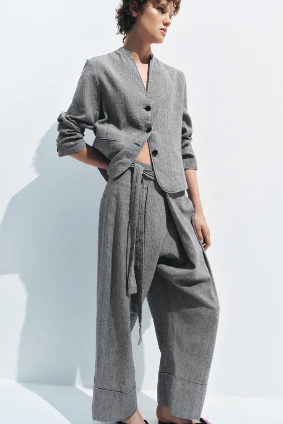 HOUNDSTOOTH LINEN BLEND BLAZER ZW COLLECTION | Zara US