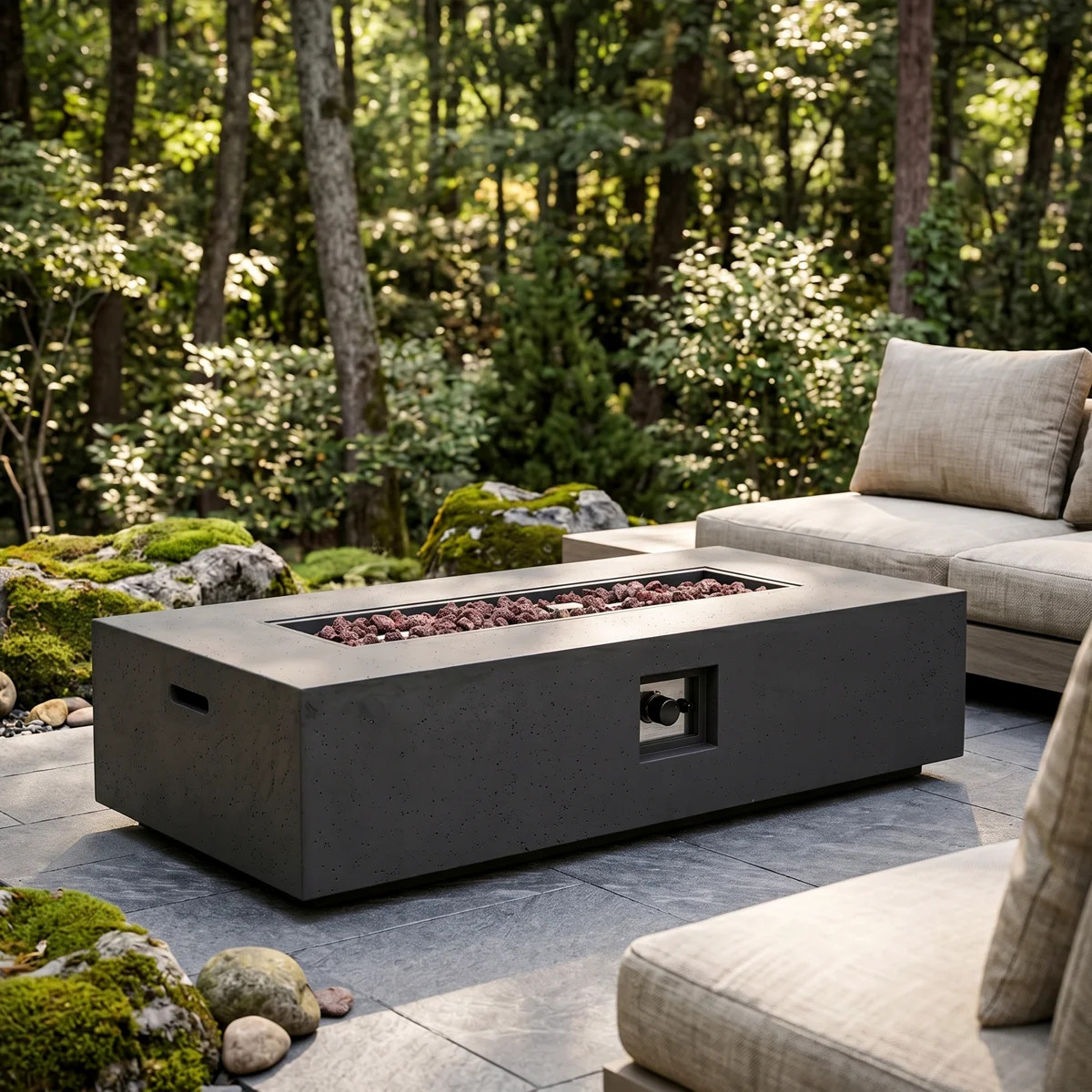 Oquendo Rectangle Magnesium Oxide Propane Outdoor Fireplace | Wayfair North America