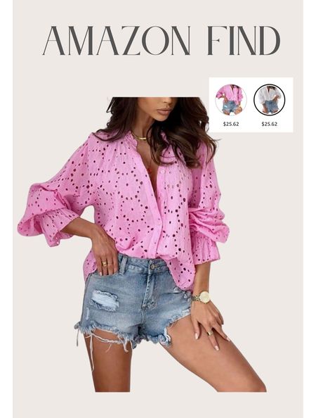 Pink 3/4 sleeve cotton eyelet blouse
Spring outfit
Summer outfit
Amazon tops

#LTKstyletip #LTKfindsunder50 #LTKover40