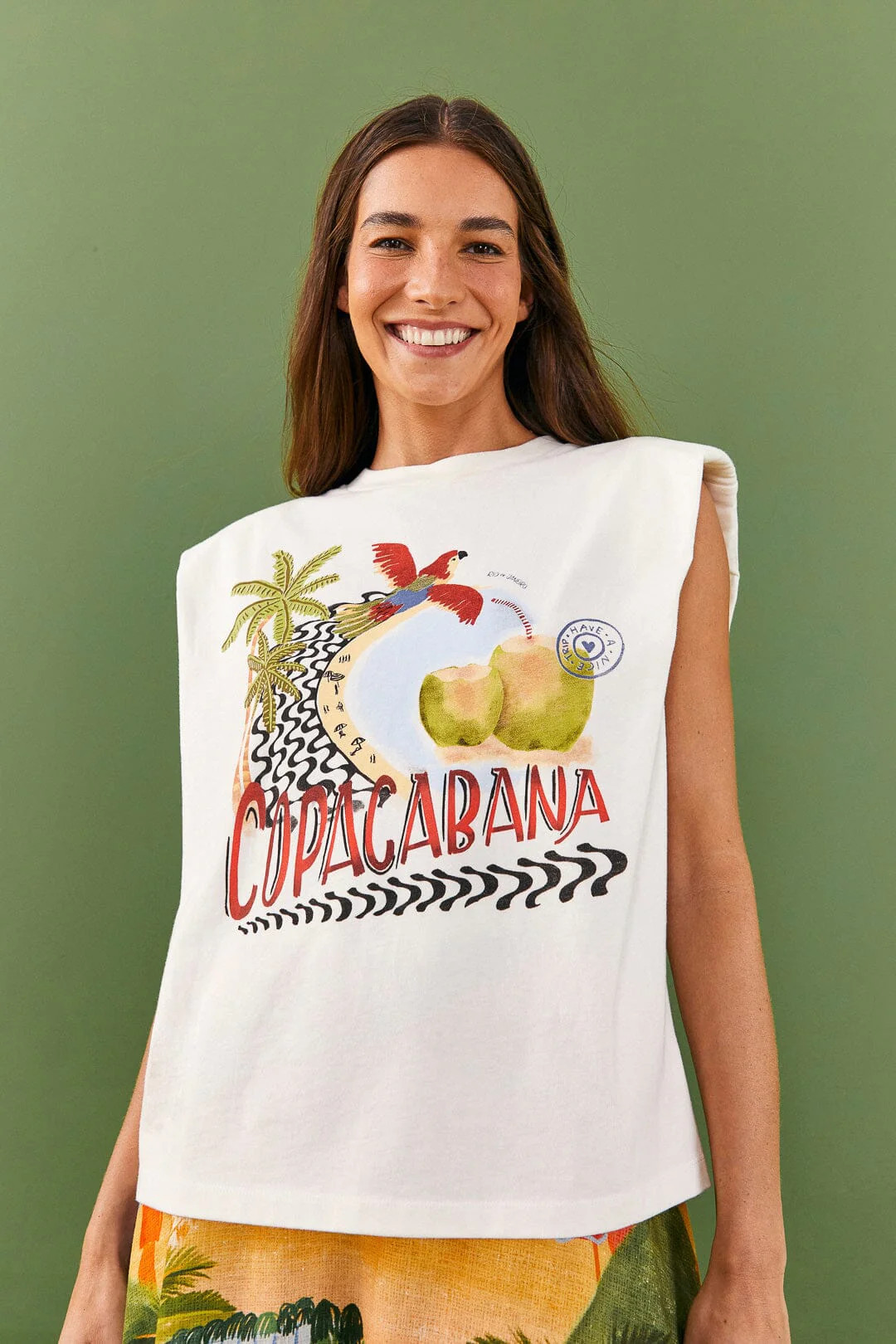 White Copacabana Organic Cotton T-Shirt | FarmRio (US)