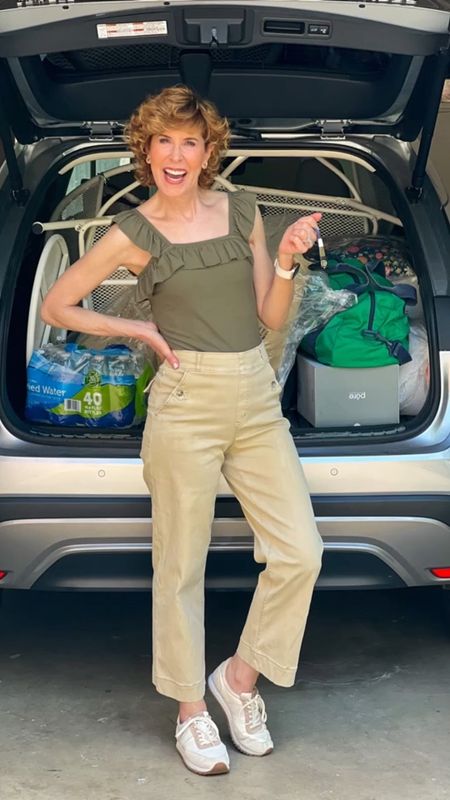 These wide leg cropped twill pants paired great with this Amazon fashion (bra-friendly) ruffle trim tank & my favorite neutral sneakers. It was an easy road trip travel look.

#LTKshoecrush #LTKtravel #LTKstyletip