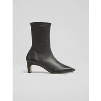 Marcia Black Nappa Stretch Leather Ankle Boot, Black | L.K. Bennett (UK)