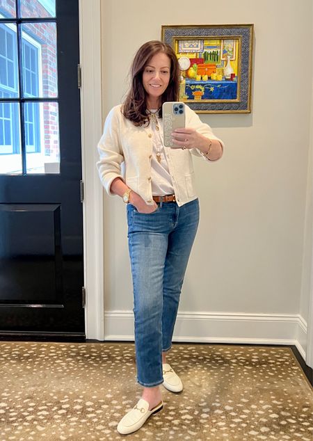 Spring outfit of the day- didn’t set out to match my cardigan with my mules - but I kind of like it! Jeans are 15% off cardigan is on sale too!

#LTKsalealert #LTKover40 #LTKfindsunder100