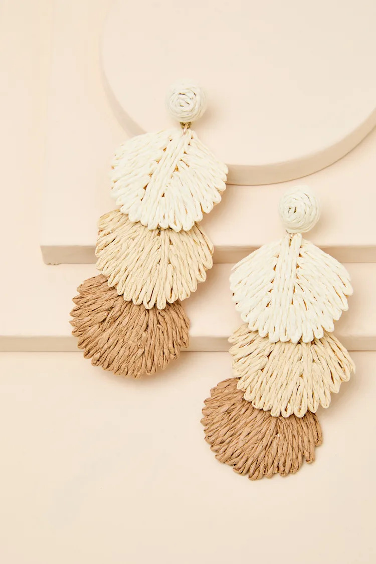 Brilliana Ivory Multi Raffia Statement Earrings | Lulus
