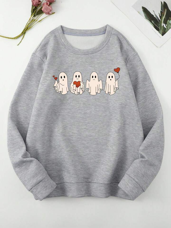 Halloween Print Thermal Lined Sweatshirt | SHEIN