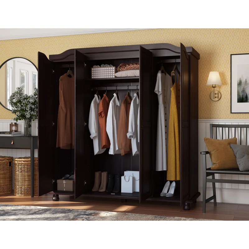 Kyle 100% Solid Wood 4-door Wardrobe Armoire | Wayfair North America
