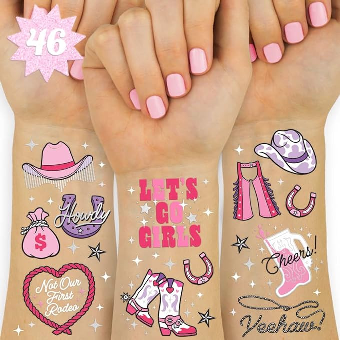xo, Fetti Rodeo Birthday Party Temporary Tattoos - 46 silver Styles | Birthday Decorations, Giddy... | Amazon (US)