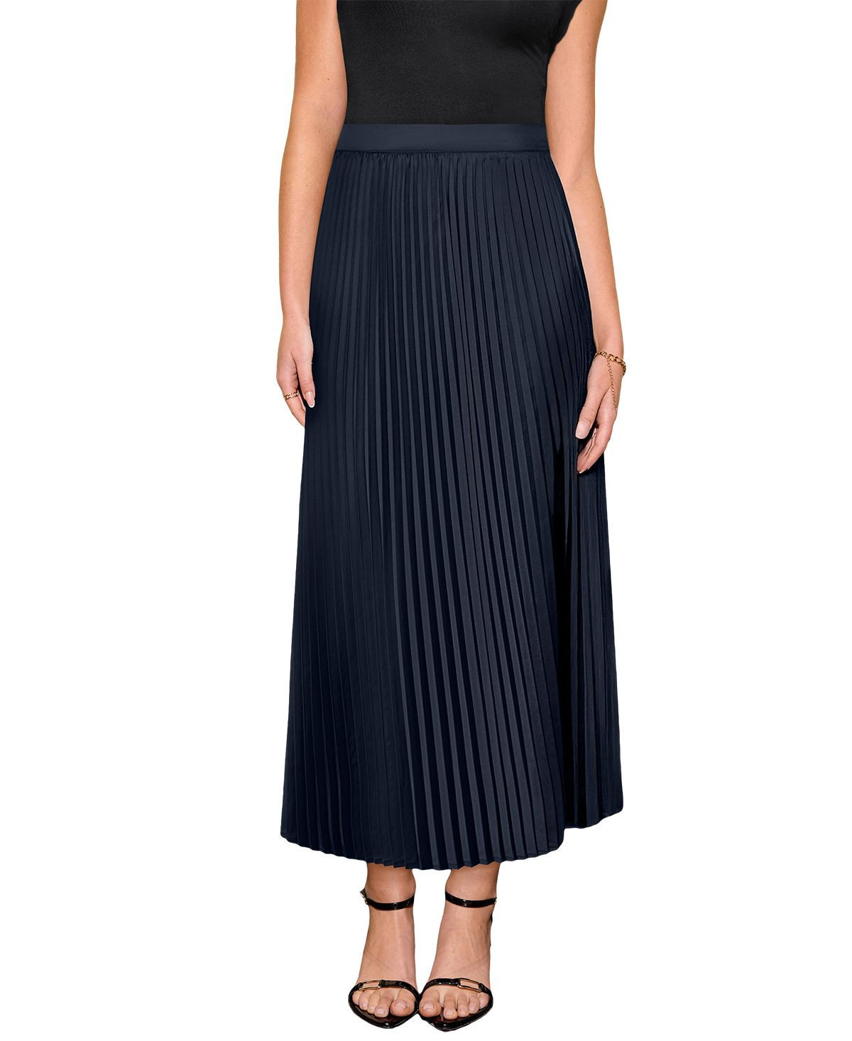 Cupshe Women's Elegant Pleated Midi Skirt with Side Slit - Dark blue | Macy's