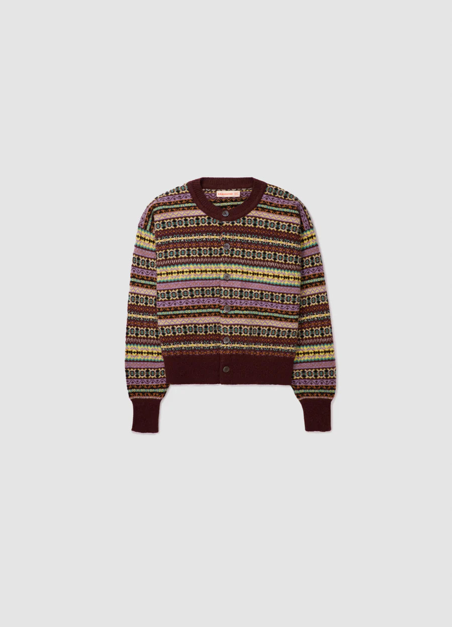Ada Fairisle Cardigan in Burgundy Multi | &Daughter