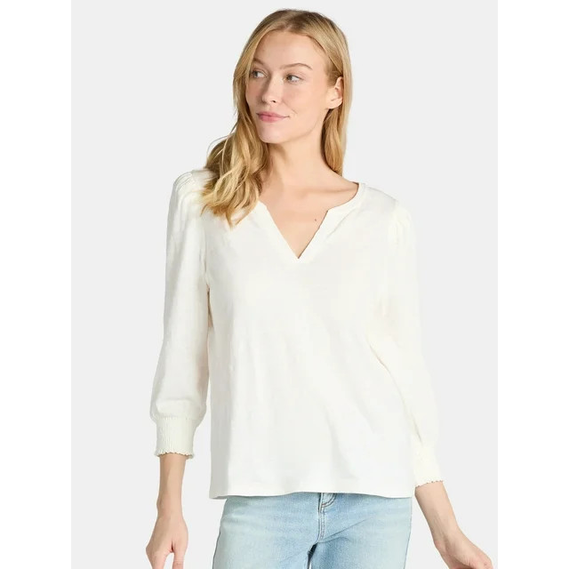 Time and Tru Women's Notch Neck Top | Walmart (US)