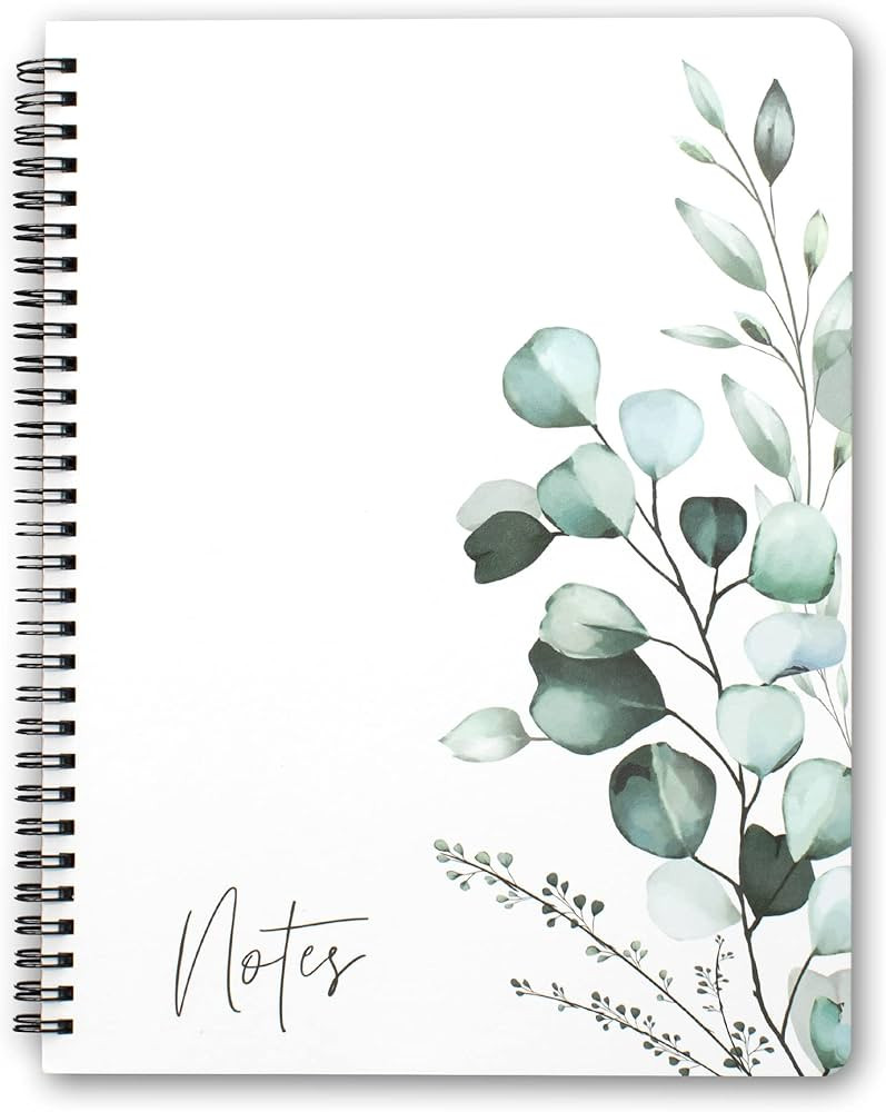 ZICOTO Aesthetic Spiral Notebook Journal For Women - Cute Greenery 10.5" x 8.5" College Ruled Not... | Amazon (US)