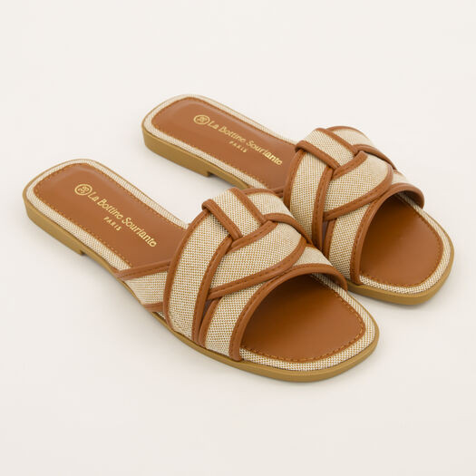 Brown Woven Canvas Flat Sandals | TK Maxx
