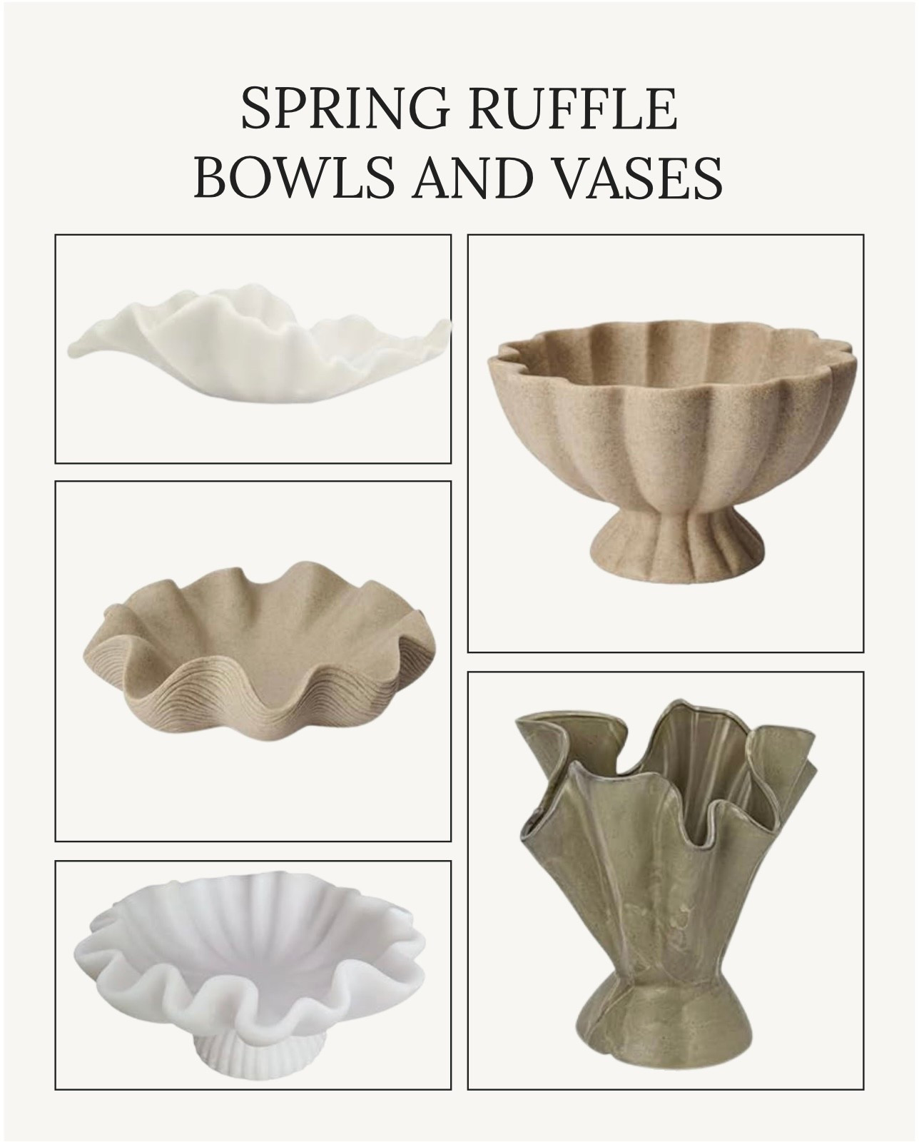 Spring home decor trend crush… ruffles

#bowl #vase #compote #homedecor #amazon #under50

#LTKSaleAlert #LTKSeasonal #LTKHome