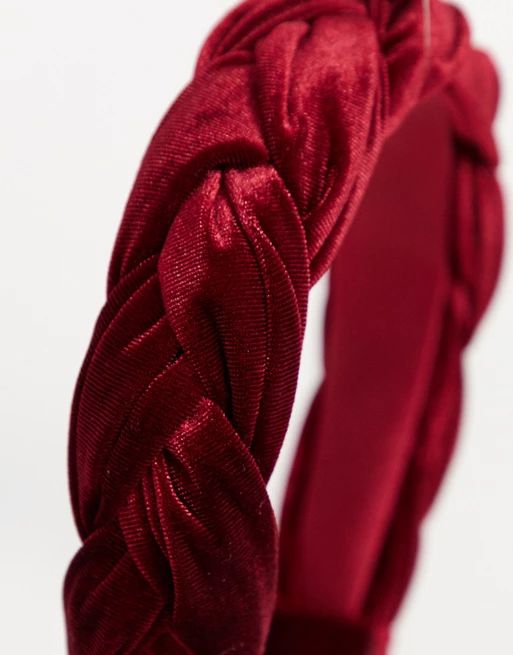 Liars & Lovers padded headband in velvet burgundy red twist braid | ASOS US