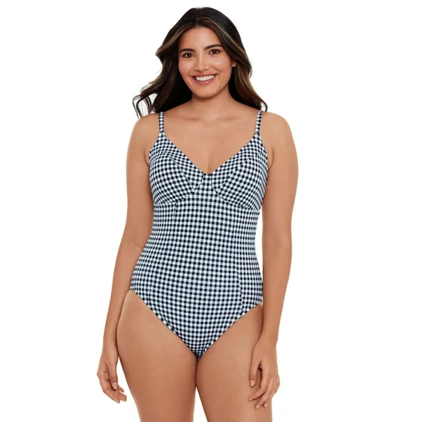 Time and Tru Women's and Women’s Plus Size Paneled Twist Back One Piece Swimsuit | Walmart (US)