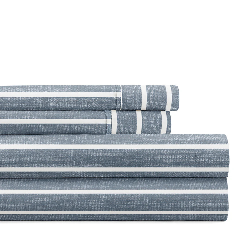 Distressed Awning Stripe 4-Piece Pattern Sheet Set | Linens and Hutch
