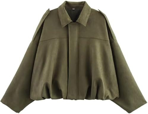 Women's Faux Suede Bomber Jacket Oversized Pilot Coats Fall Lapel Zip Up Motorcycle Streetwear Ou... | Amazon (US)