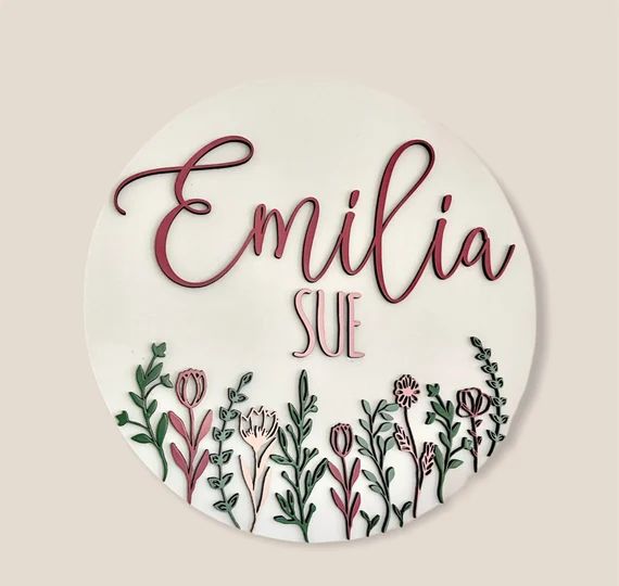 Custom Baby Name Sign | Nursery Name Sign | Baby Girl Sign | Flower Nursery Sign | Baby Name Sign... | Etsy (US)