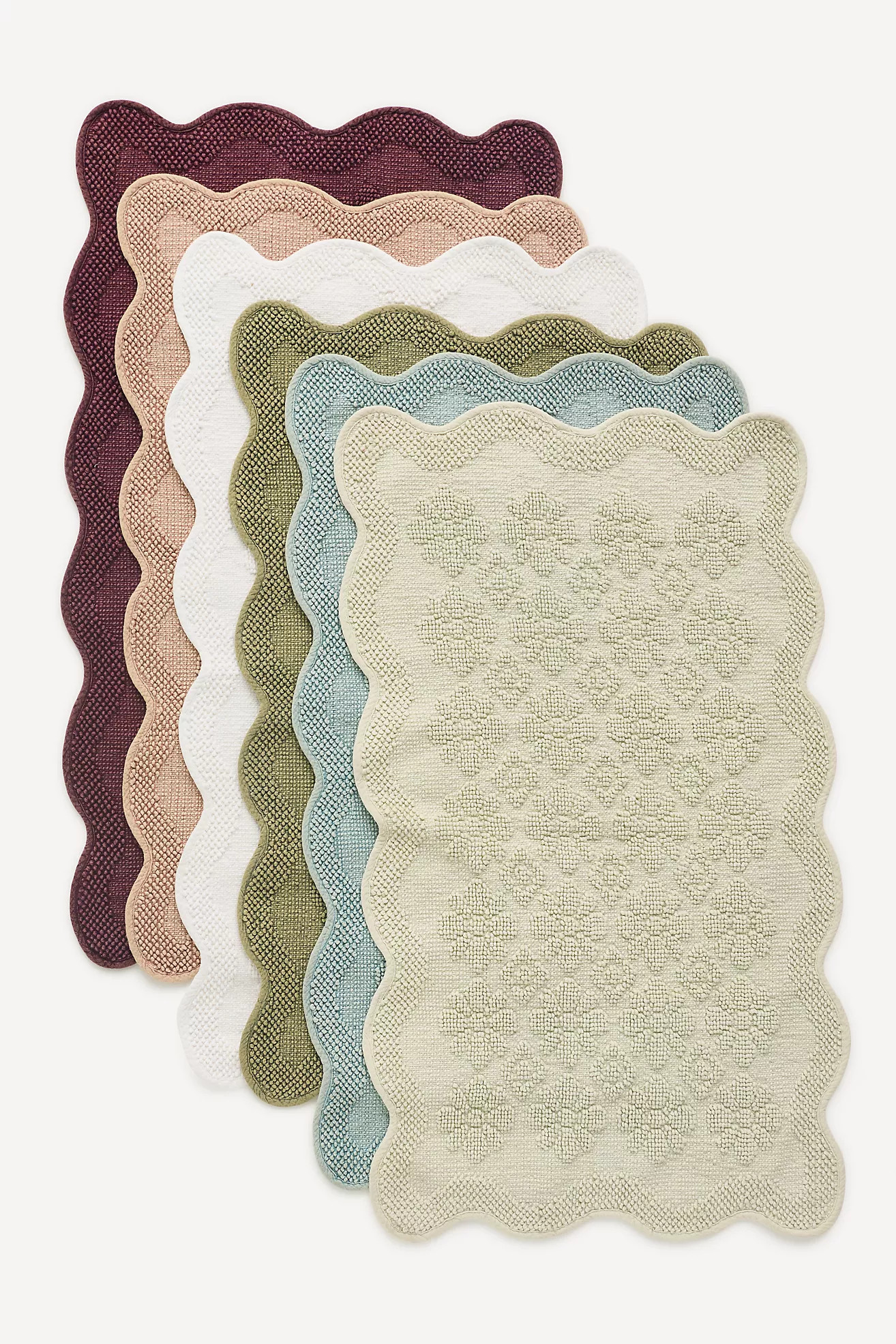 Benni Hand-Woven Floral Wavy Border Bath Mat | Anthropologie (US)
