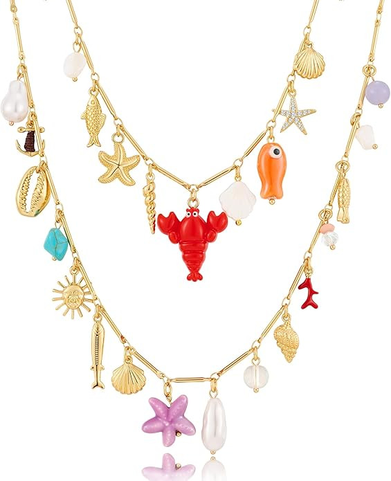 CLASSYZINT Shell Necklace Shell Conch Starfish Charm Necklace Boho Summer Necklaces Beach Jewelry... | Amazon (US)