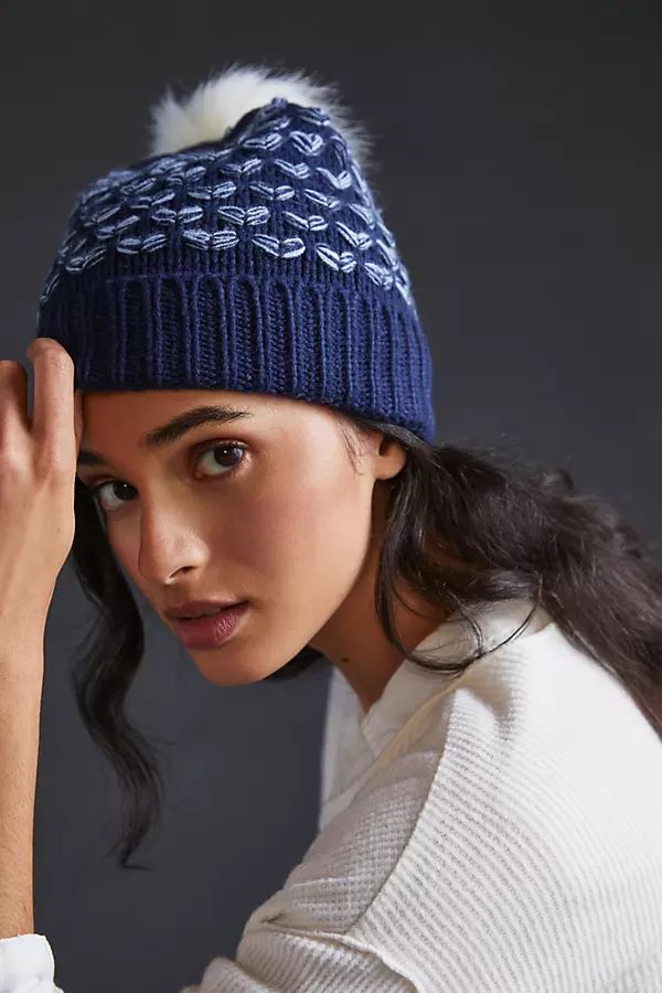 Hearts Pommed Beanie By Anthropologie in Blue | Anthropologie (US)